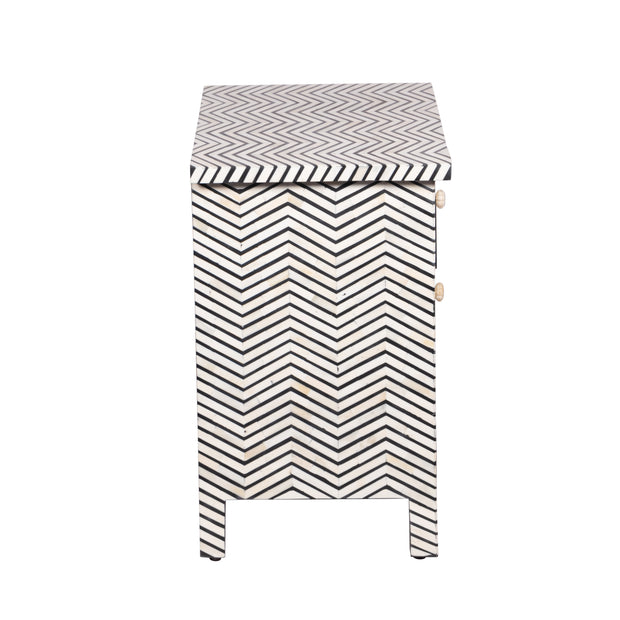 Bone Inlay Large 3 Drawer Bedside - Thin Zig Zag - Abacus and Hunt