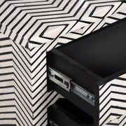 Bone Inlay Large 3 Drawer Bedside - Thin Zig Zag - Abacus and Hunt