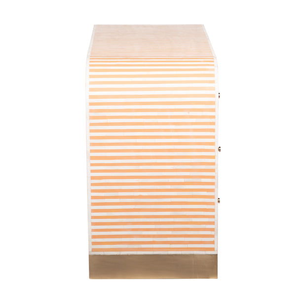 Bone Inlay 4 Drawer Chest of Drawers - Waterfall / Curved - Apricot