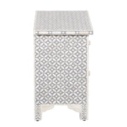 Bone Inlay Bedside, 2 Drawer Geometric Grey