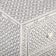 Bone Inlay Bedside, 2 Drawer Geometric Grey