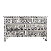 Bone Inlay 7 Drawer Chest of Drawers - Black Floral