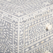 Bone Inlay 4 Drawer Chest of Drawers - Grey Floral - Abacus and Hunt