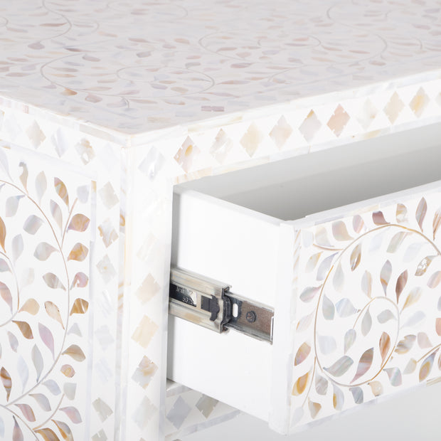 Mother of Pearl Inlay Drinks Cabinet / Buffet, White Floral