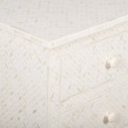 Bone Inlay 4 Drawer Chest of Drawers - White Geometric