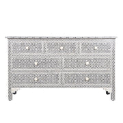 Bone Inlay 7 Drawer Chest of Drawers - Black Geometric