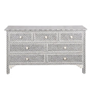 Bone Inlay 7 Drawer Chest of Drawers - Black Geometric