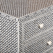 Bone Inlay 7 Drawer Chest of Drawers - Black Geometric