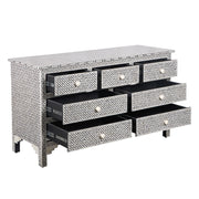 Bone Inlay 7 Drawer Chest of Drawers - Black Geometric