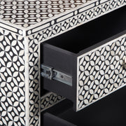Bone Inlay 7 Drawer Chest of Drawers - Black Geometric