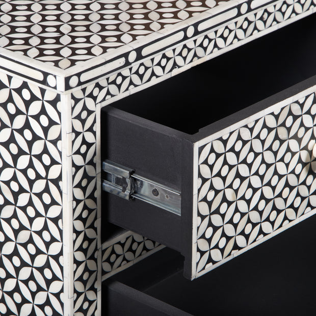 Bone Inlay 7 Drawer Chest of Drawers - Black Geometric