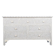 Bone Inlay 7 Drawer Chest of Drawers - Grey Geometric