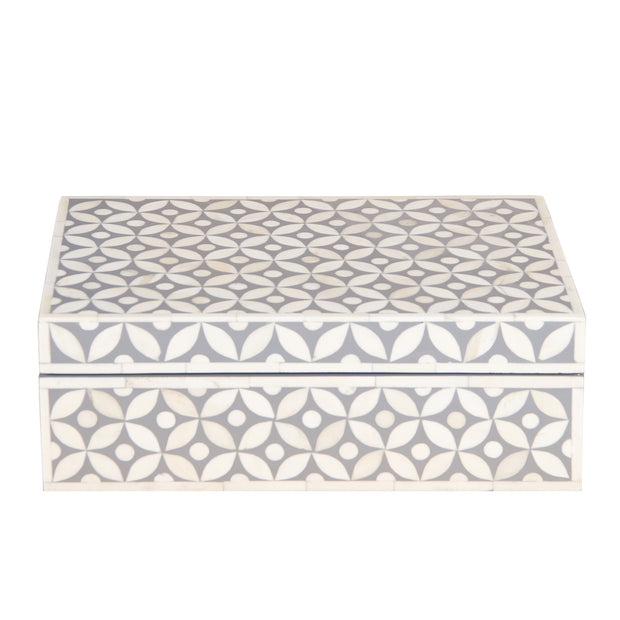 Bone Inlay Box Medium - Grey Geometric