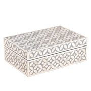 Bone Inlay Box Medium - Grey Geometric