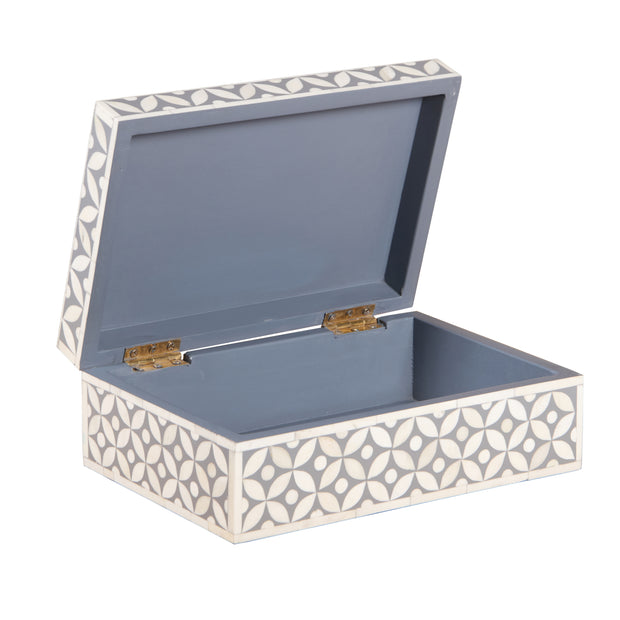 Bone Inlay Box Medium - Grey Geometric