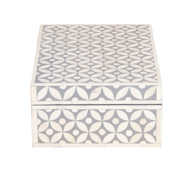 Bone Inlay Box Medium - Grey Geometric