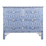 Mother of Pearl Inlay 4 Drawer Chest of Drawers - Blue Floral - Abacus and Hunt