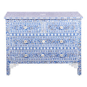 Mother of Pearl Inlay 4 Drawer Chest of Drawers - Blue Floral - Abacus and Hunt