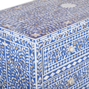 Mother of Pearl Inlay 4 Drawer Chest of Drawers - Blue Floral - Abacus and Hunt