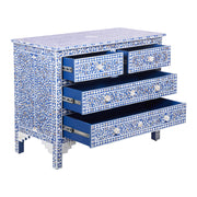 Mother of Pearl Inlay 4 Drawer Chest of Drawers - Blue Floral - Abacus and Hunt
