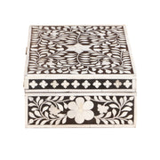 Bone Inlay Box Medium - Black Floral