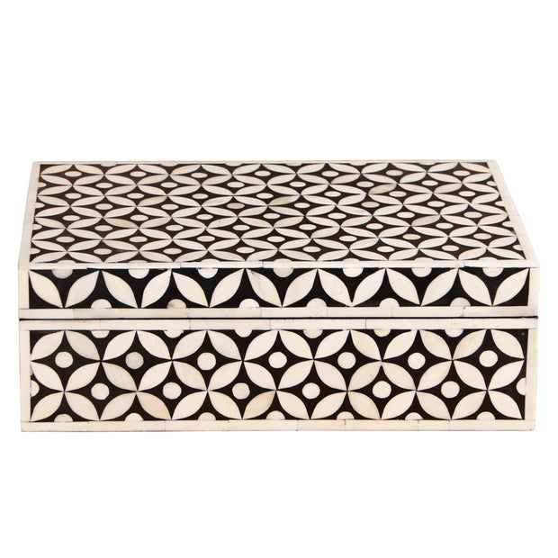 Bone Inlay Box Medium - Black Geometric