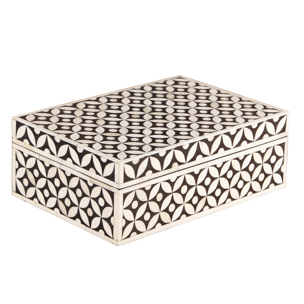 Bone Inlay Box Medium - Black Geometric