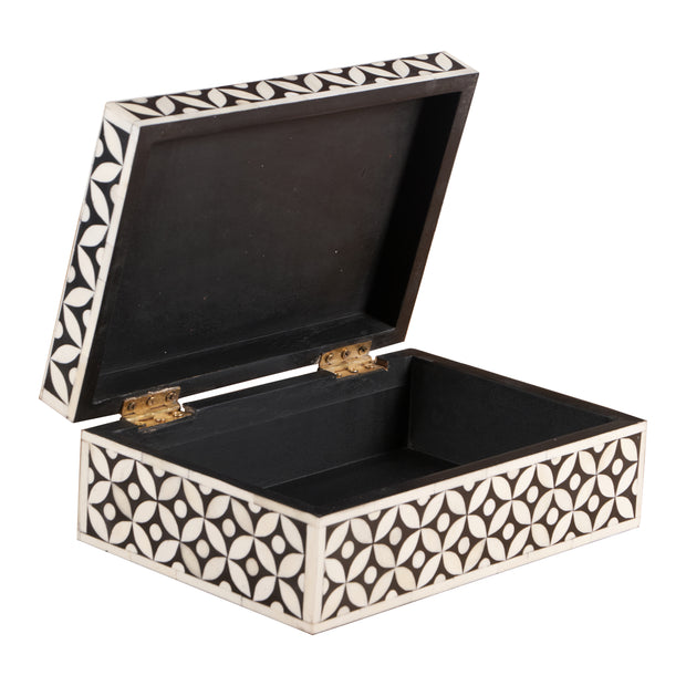 Bone Inlay Box Medium - Black Geometric