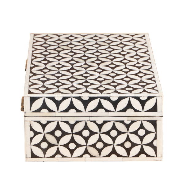 Bone Inlay Box Medium - Black Geometric