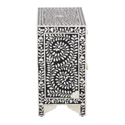 Bone Inlay Bedside Table - Black Floral - Abacus and Hunt