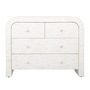 Bone Inlay 4 Drawer Chest of Drawers - Waterfall / Curved - White