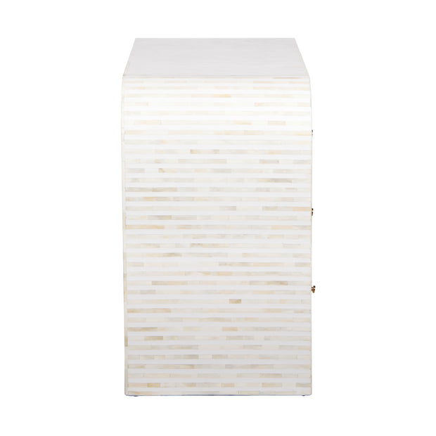 Bone Inlay 4 Drawer Chest of Drawers - Waterfall / Curved - White