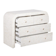 Bone Inlay 4 Drawer Chest of Drawers - Waterfall / Curved - White