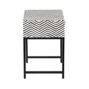 Bone Inlay 1 Drawer Bedside Table - Black Zig Zag - Abacus and Hunt
