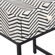 Bone Inlay 1 Drawer Bedside Table - Black Zig Zag - Abacus and Hunt