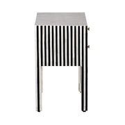 Bone Inlay Bedside Table with 2 Drawers - Black Stripe - Abacus and Hunt