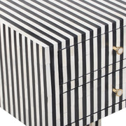 Bone Inlay Bedside Table with 2 Drawers - Black Stripe - Abacus and Hunt
