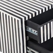 Bone Inlay Bedside Table with 2 Drawers - Black Stripe - Abacus and Hunt