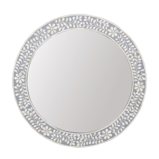 Bone Inlay Mirror - Grey Floral