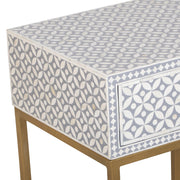 Bone Inlay 1 Drawer Bedside Table - Grey Geometric - Abacus and Hunt