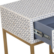 Bone Inlay 1 Drawer Bedside Table - Grey Geometric - Abacus and Hunt