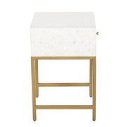 Bone Inlay 1 Drawer Bedside Table - White Geometric - Abacus and Hunt
