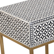Bone Inlay 1 Drawer Bedside Table - Black Geometric - Abacus and Hunt