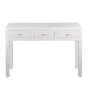 Bone Inlay 3 Drawer Hall Table or Side Table - White Floral