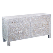 Mother of Pearl Inlay Buffet / Chest of Drawers - Grey Floral Scroll