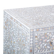 Mother of Pearl Inlay Buffet / Chest of Drawers - Grey Floral Scroll