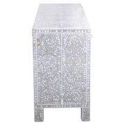 Mother of Pearl Inlay Buffet / Chest of Drawers - Grey Floral Scroll