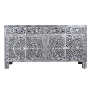 Mother of Pearl Inlay Buffet / Chest of Drawers - Black Floral Scroll