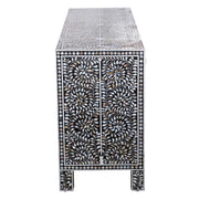 Mother of Pearl Inlay Buffet / Chest of Drawers - Black Floral Scroll
