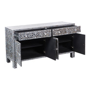 Mother of Pearl Inlay Buffet / Chest of Drawers - Black Floral Scroll
